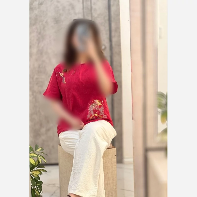 ست بلوز و شلوار لینن وارداتی گلدوزی
