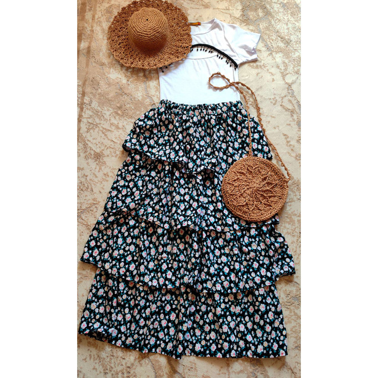 دامن نخی چین دار آستردار