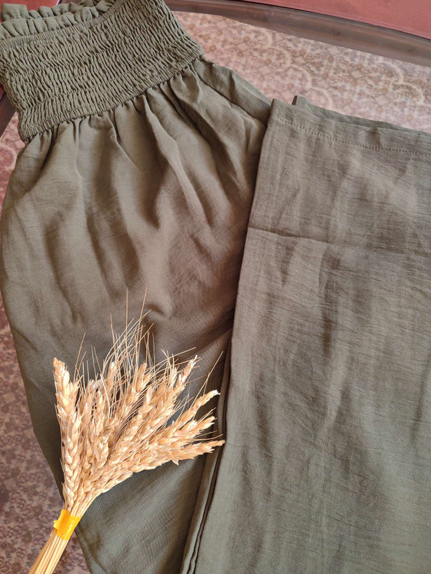 دامن شلواری سبز یشمی نخی