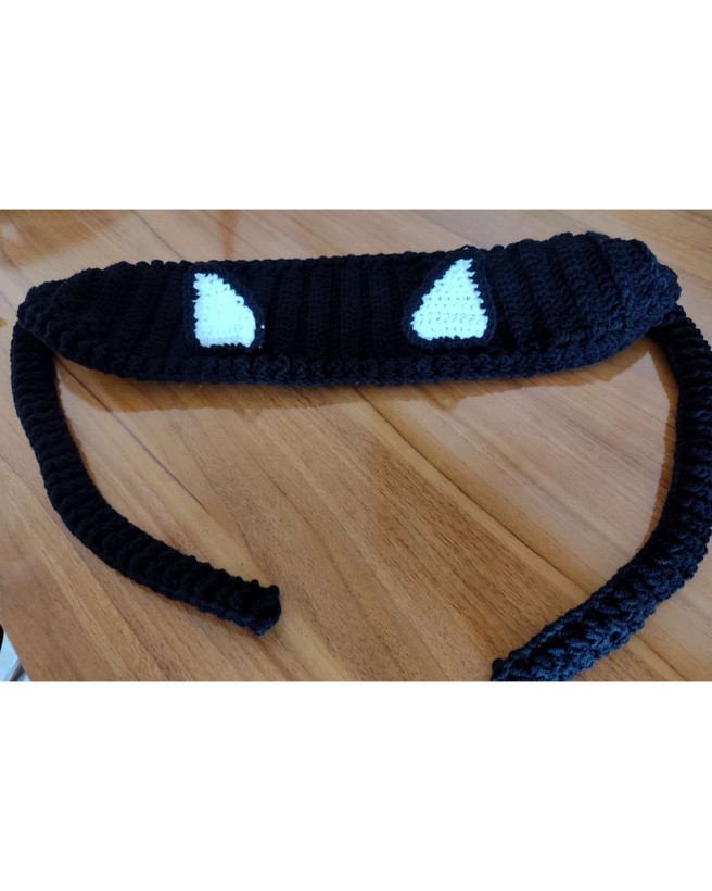 گوش گیر مشکی طرح گربه دستبافت