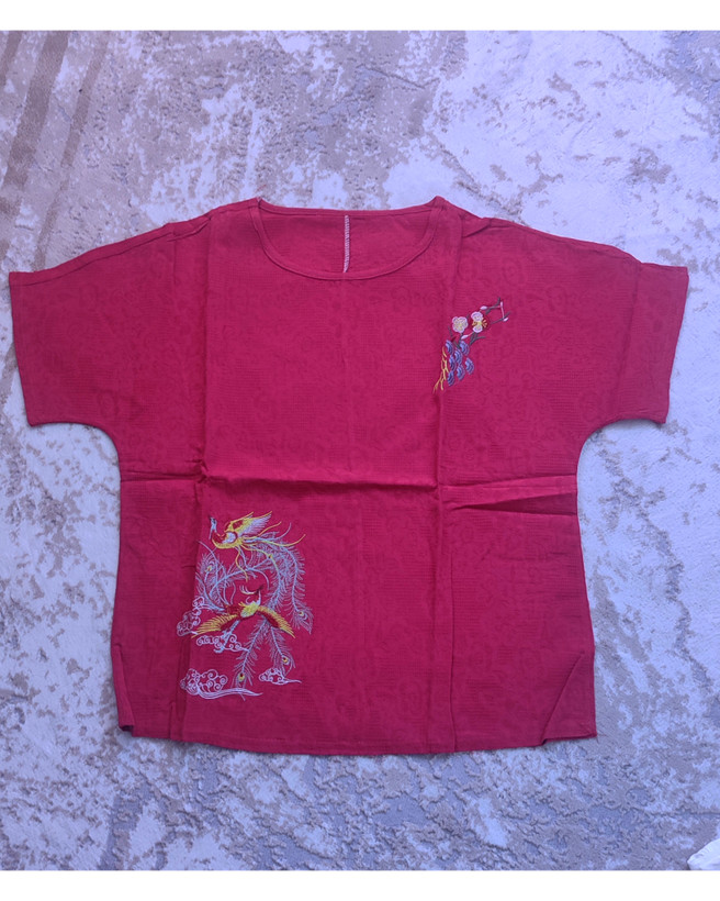 بلوز زرشکی گلدوزی