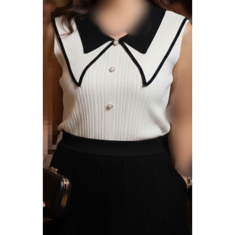 تاپ ریز بافت یقه مشکی