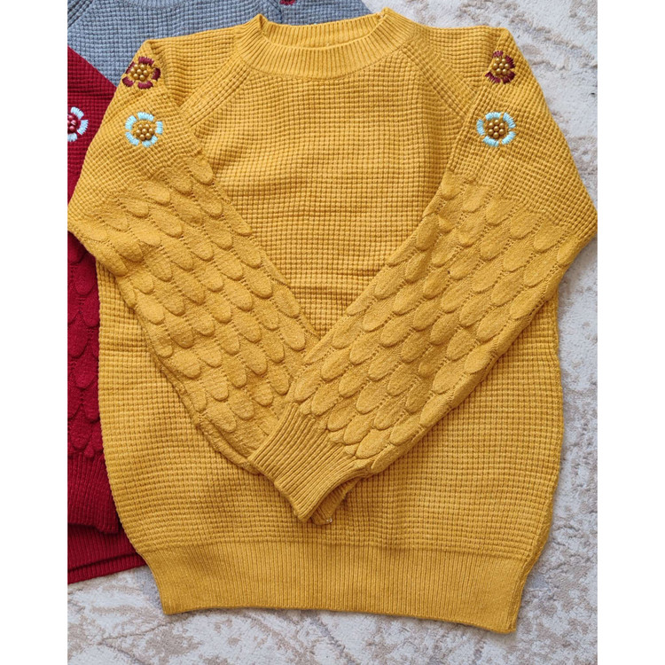 بلوز بافت زنانه نرم خردلی