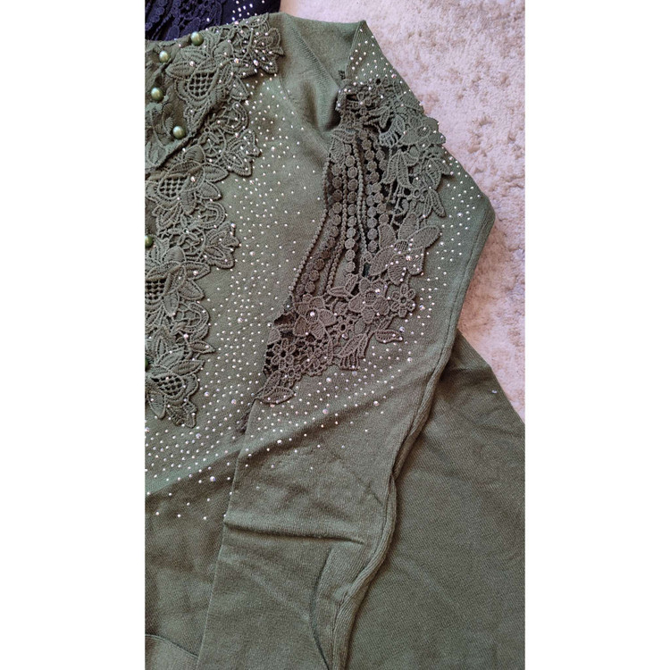 بلوز آستین کار شده ی سبز