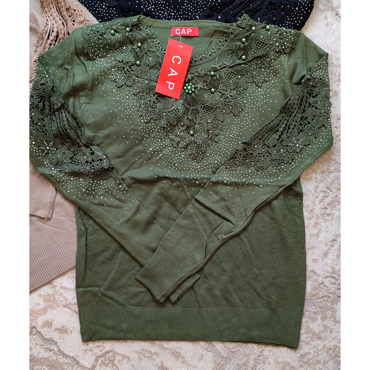 بلوز گپ بافت سبز مجلسی