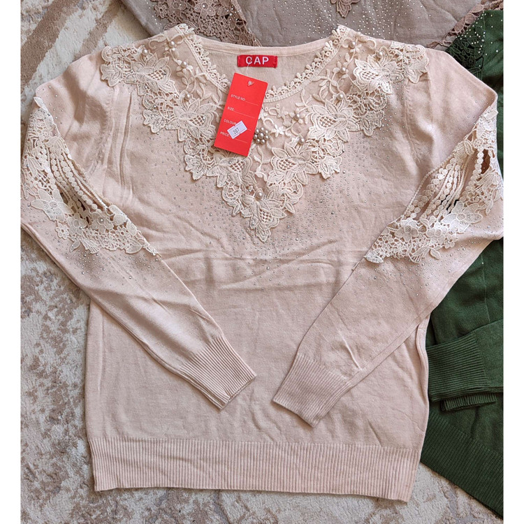 بلوز گپ بافت پرکار کرمی