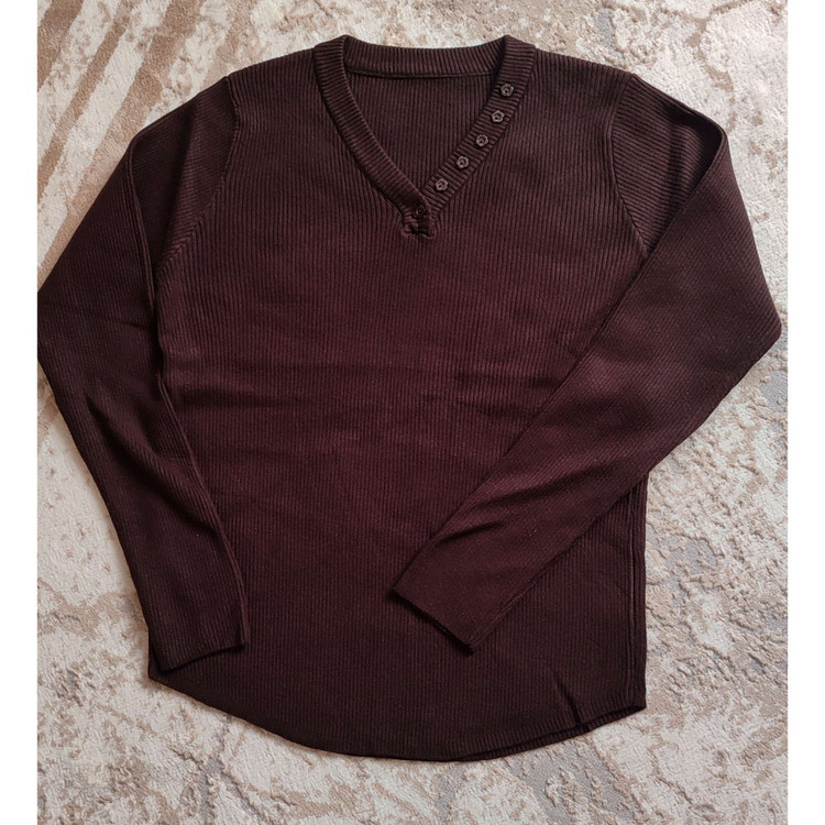 بلوز بافت کبریتی نرم قهوه ای تیره