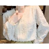 بلوز مجلسی جلو دکمه مرواریدی