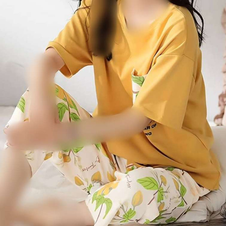 ست تیشرت شلوارک نخی خردلی