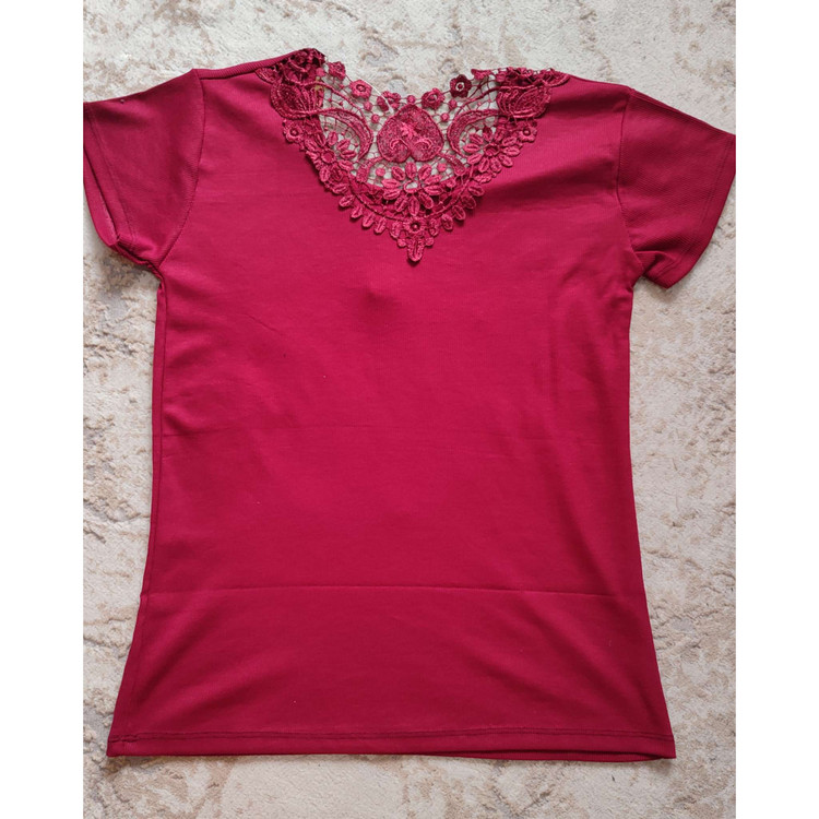 بلوز مجلسی گیپور دار زرشکی