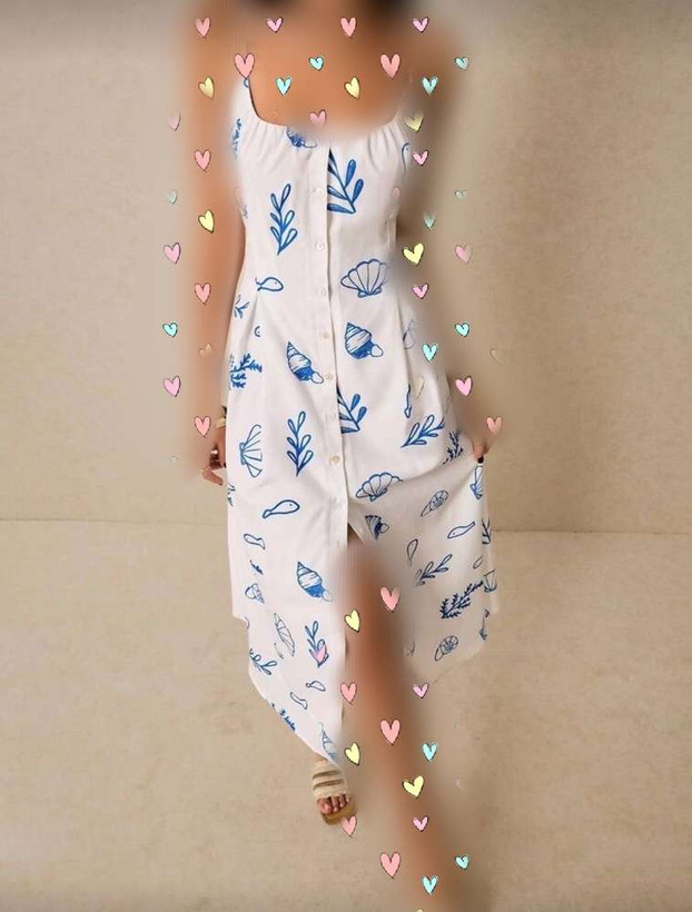 پیراهن ساحلی جلو دکمه